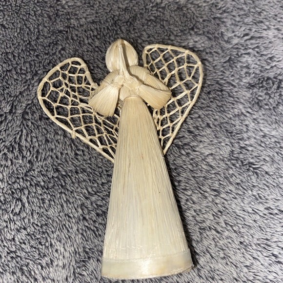 Vintage Natural Straw Grass Praying Winged Angels Christmas Lot Of 8 4” Tall - Picture 6 of 9